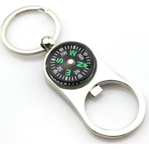 Outdoor Compass Bottle Opener with Metal Key Ring Chain Keyring Keychain Metal Wine Beer Bottle Openers Bar Tool as Gifts