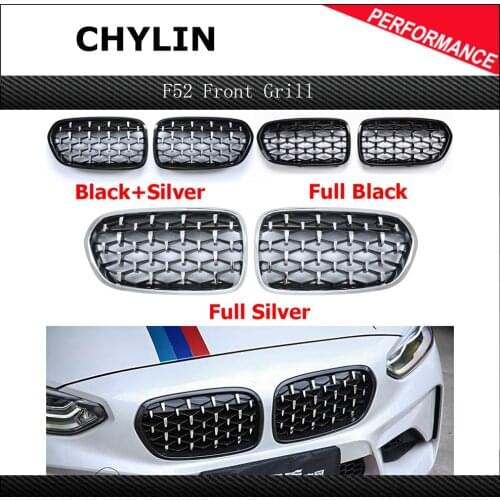 A Pair Top Quality ABS Material Black/Silver Diamond Star Style Front Kidney Grille Bumper For BMW 1 Series F52 2011-2019