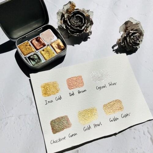 Shimmy Earth Gold Metallic Acuarelas Ink Dye Art Drawing Handmade Watercolor Paints Blooming Pearlescent Pigment Nail Powder