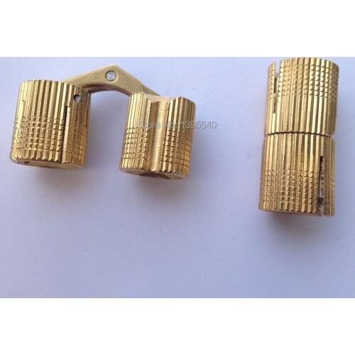 New 2pcs 16mm Brass Furniture Cabinet Hinge Cylindrical Hidden Concealed to Cabinet Door Hinges Table Hinge 8-16mm H000-16