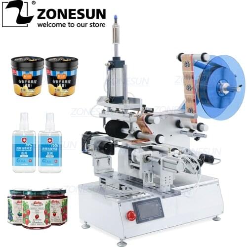 ZONESUN Semi Automatic Desktop Plastic Irregular Juice Bottle Oval Vial Lighter Labeling Machine Label Sticker