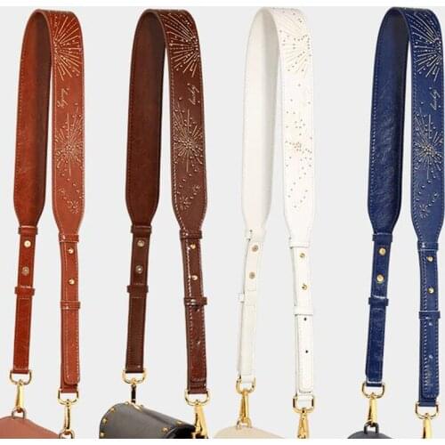 Adjustable Wide Bags Strap Women Handbag Shoulder Bag Replacement Bag Handle Gold Buckle Belts Parts Accessories Leather STP290