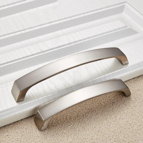 Aluminum Drawer Furniture Cabinet Handle Silver Simple Modern Home Hotel Wardrobe Kitchen Cupboard Dresser Closet Door Pull Knob