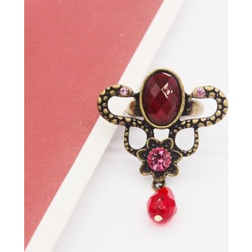 S-shaped Snake Red Stone European And American Style Retro Personality Ladies Ring Fashion Boutique Jewelry