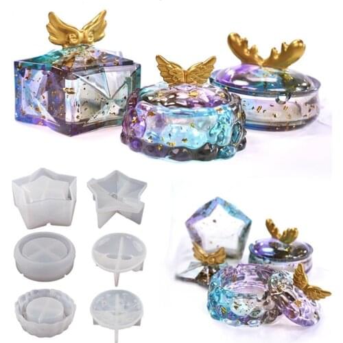 DIY Clouds Stars Ashtray Crystal Epoxy Resin Mold With Lid Wings Antler Elk Storage Box Mirror Silicone Mold силиконовые формы