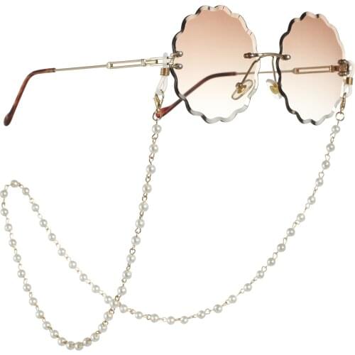 Fashion Pearl chain hanging neck glasses rope sunglasses accessories Beaded Eyeglass Lanyard Holder Eyewear Neck Strap