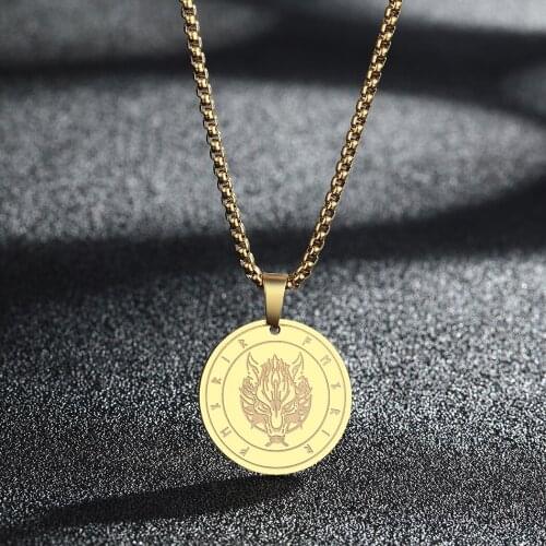 QIAMNI Nordic Viking Stainlesss Steel Wolf Necklace for Men Women Animal Pendant Choker Fashion Punk Male Jewelry Collar Hombre