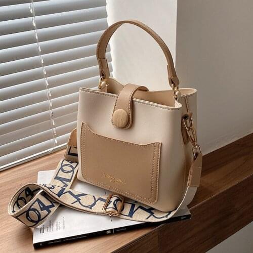 Crossbody Bag Shoulder Bag Female Designer Handbag Purse Women Bag Fashion 2021 New PU Leather All-match Bucket Contrast Color