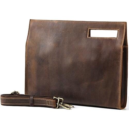 Genuine Leather Men Fashion Man Crazy Horse Cowhide Shoulder Handbag Retro Messenger Bags Male Briefcase Men Travel Bag Handbags