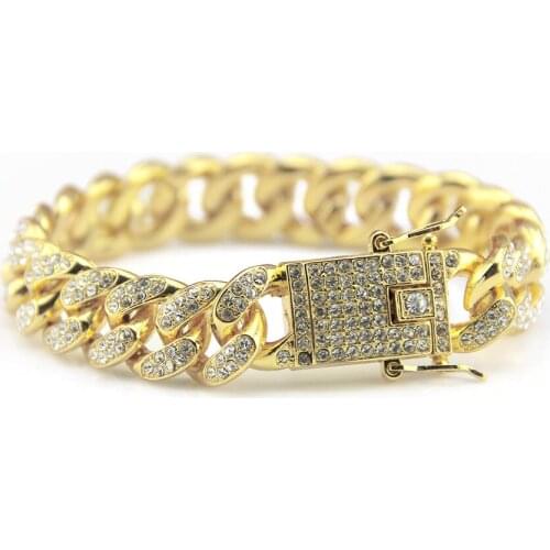 SZELAM New 2121Hip Hop Bracelet Jewelry Full Rhinestone Cuban Bracelet Hiphop Mens FashionDiamond Bracelet Width 12mmSBR210021
