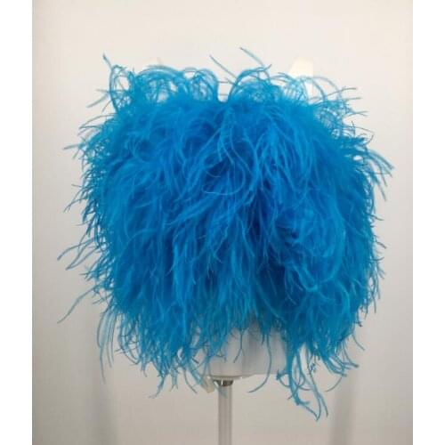 Real ostrich fur feather tube top strapless Breast mini vest furry fluffy plush luxurious fashion short summer party wedding