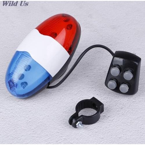 Bicycle Bell 6 LED 4 Tone Bicycle Horn Bike Call LED Bike Police Light Electronic loud Siren Kid Accessories Bike Scooter MTB