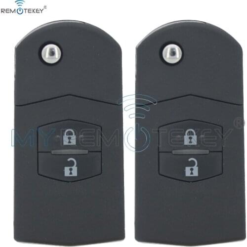 Remtekey 2pcs 2 Button for Mazda 3 5 6 2005-2010 Folding Shell Case Replacement