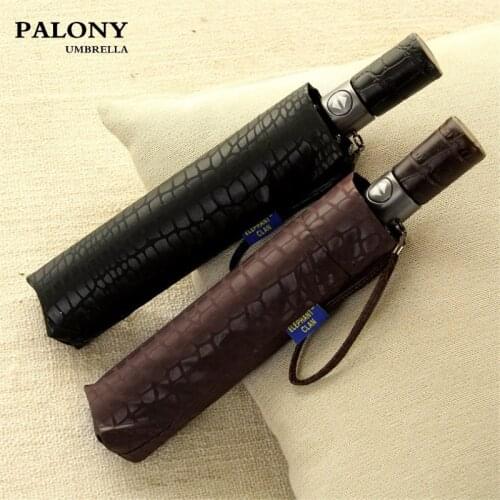 PALONY Imitation Crocodile Skin Umbrella Men Rain Women Three Folding Windproof Fully Automatic Gentle High Quality Umbrellas