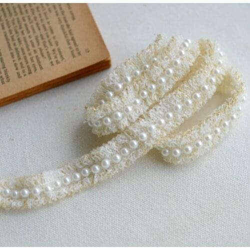 1 Meter Width 18cm Ivory Embroidery Floral Lace Trim Mesh Wedding Lace Fabric Ribbon DIY Dress Lingerie Sewing Supplies