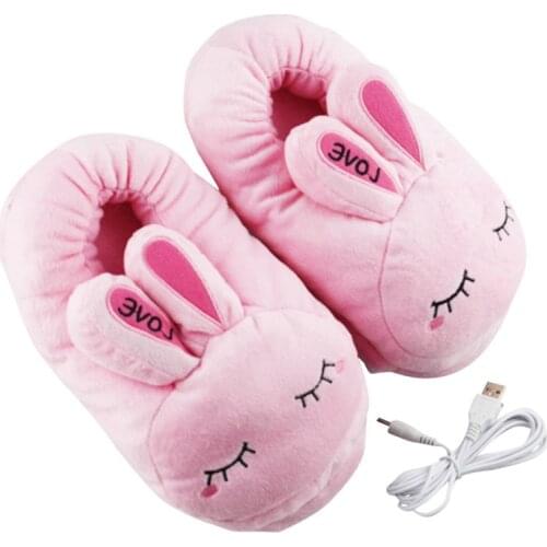 1 Pair Heating Slipper Cartoon Warm Plush Cotton Shoes Usb Charging Removable Washable Electric Foot Warmer pretty well