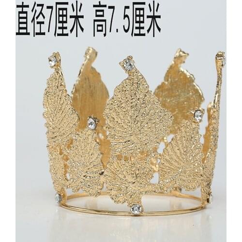 1pcs Gold Leave Mini Crown Cake Topper For Kids Birthday Decor Rhinestone Crown Cake Ornament Wedding Party Cake Crown Topper