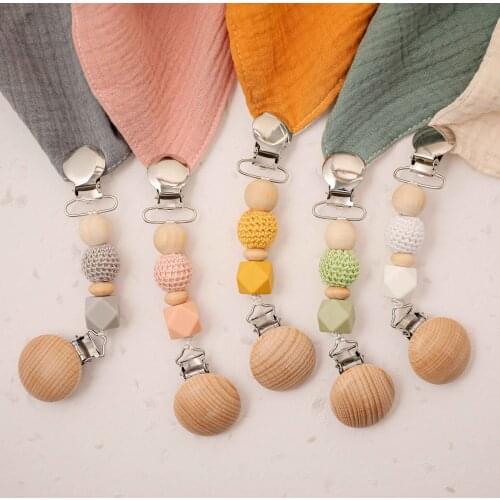 1 Pc Double Head Baby Pacifier Chain Handmade DIY Teething Chain Crochet Beads Baby Teether Dummy Clip Infant Care Product