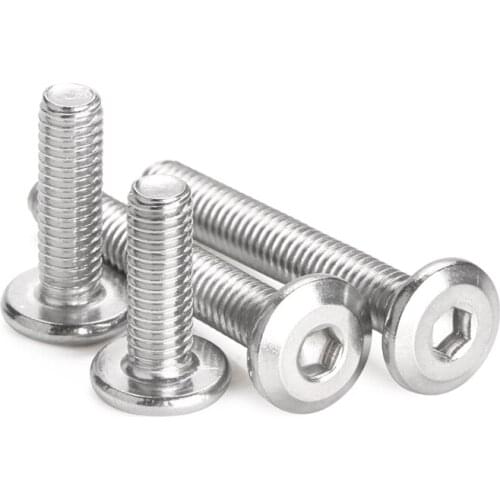 10/50pcs CM M2 M2.5 M3 M4 M5 M6 304 stainless steel Hex Hexagon Socket Ultra Thin Super Low Flat Wafer Head Allen Cap Screw Bolt