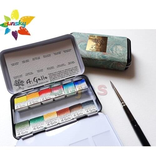 6 12 color italy original Agallo solid water color cake artist professtional hand made water color pigment painting art supplies