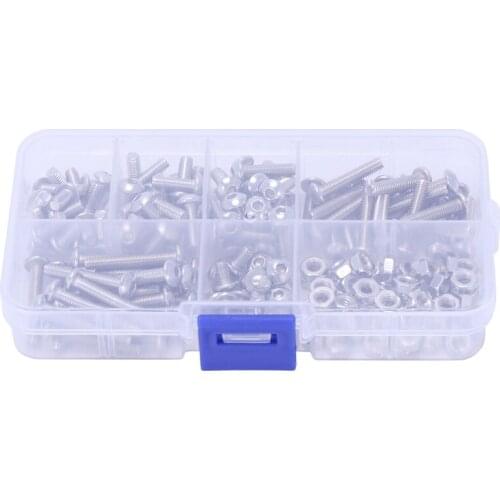 170Pcs M4 Stainless Steel Hex Drive Button Head Socket Cap Bolts Screws Nuts Assortment Kit (M4)