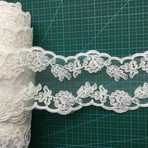 19.5cm Car Bone Embroidery Milky Lace-Trim-Applique DIY Wedding Dress Veil Evening Dress Sewing-On Accessories