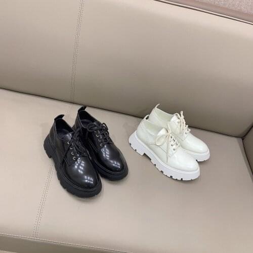 2021 New Spring Summer Casual Flats Round Toe Women Shoes Thick Bottom Flats Woman Comfort Genuine Leather Lace-Up Women Flats