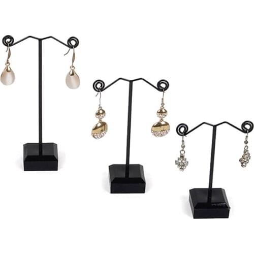3pcs/set Display Rack Stand Organizer Black Clear Acrylic Stud Earring Jewelry Bouches Ornament Holder Hook Hanger Counter Case