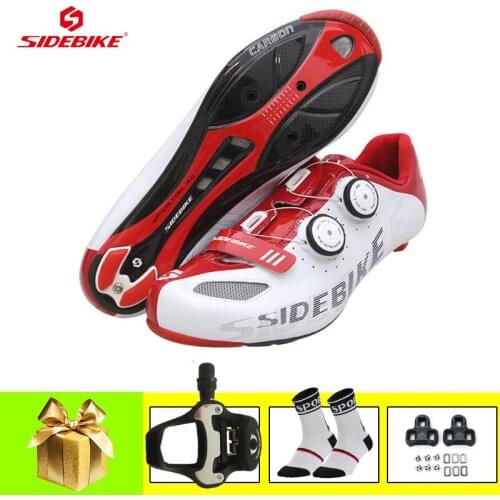 SIDEBIKE Carbon fiber road bike shoes self-locking sapatilha ciclismo cycling pedals bicycle Athletic riding shoes bike sneakers