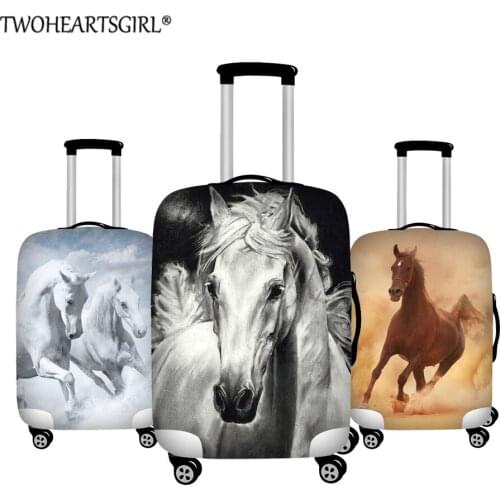 TWOHEARTSGIRL Travel Luggage Protective Cover for 18-32 Inch Horse Print Trolley Cases Elastic Suitcases Dustproof Covers