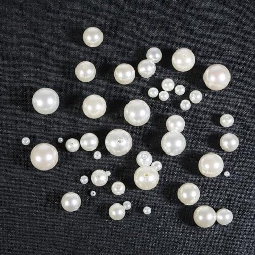 Ivory Color ABS Imitation Pearls Round Bead Pearls for DIY Crafts Superior Jewelry Accessories 4/6/8/10/14/16/18/20mm