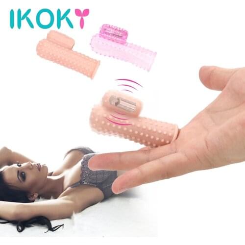IKOKY Finger Sleeve Vibrator Flriting Sex Toys for Women Couple Clitoris Vagina Stimulator G-spot Massage Vibrating Brush