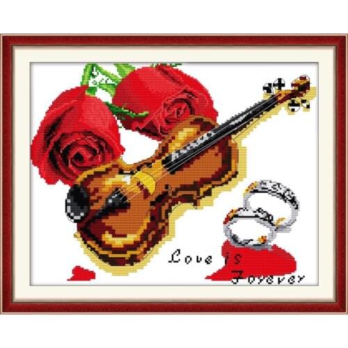 Joy Sunday Love Of Violin Counted Cross Stitch Kits 11&14CTCross Stitch Embroidery Needlework for Home Decor Handmade DIY Gift