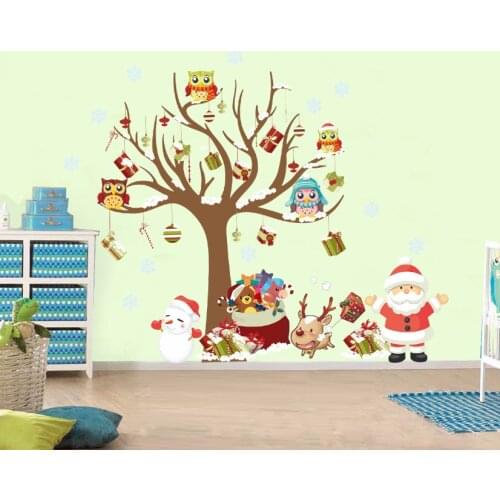 New Year window glass wall sticker Christmas tree Santa Claus DIY snowflake Christmas decoration home supplies bedroom