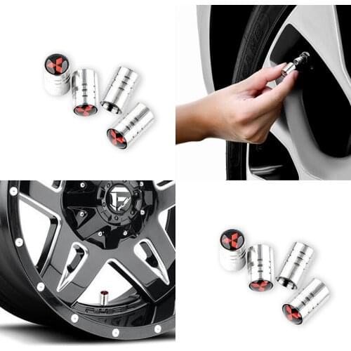 4pcs Car Tyre Air Stems Cover Wheel Round Tire Valve Caps for Mitsubishis ASX Lancer Pajero Outlander L200 EVO Lancer EX Pajero