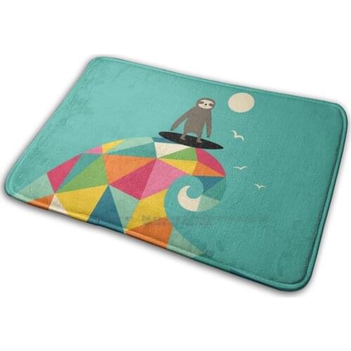Surfs Up Mat Rug Carpet Anti-Slip Bedroom Entrance Door Mat Sloth Summer Surfing Awesome Geometric Rainbow Universe Cool Cute