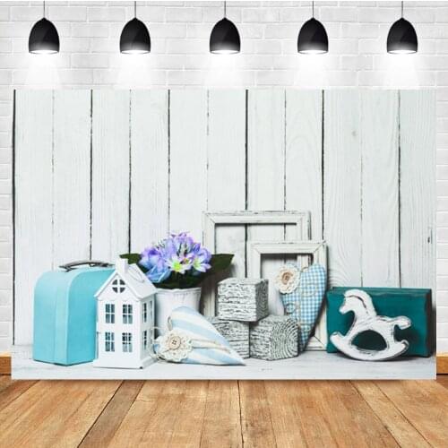 Laeacco Wooden Board Toy Baby 1th Birthday Party Portrait Custom Photo Photography Backdrop Photo Background For Photo Studio