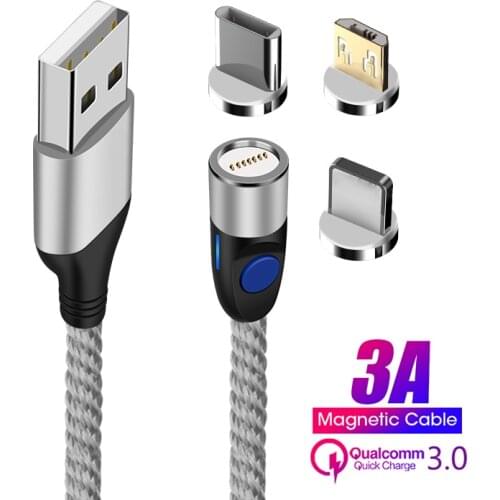1M 2M Magnetic Mobile Phone Cable For iPhone Quick Charge 3.0 Magnet Data Wire Micro USB Type C PD Fast Charging Charger Cables