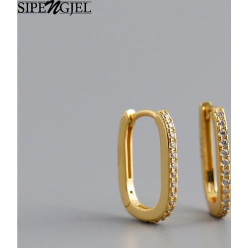 SIPENGJEL Fashion Gold Color Geometric Small Oval Hoop Earrings Personality U-Shaped Piercing Earrings For Women Jewelry 2021