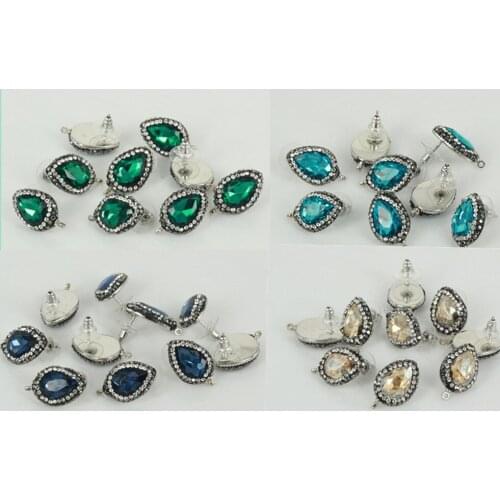 10PCS/LOT Fashion Jewelry Crystal Earrings Studs for DIY Making Earrings Findings Connectoring Dangles Part