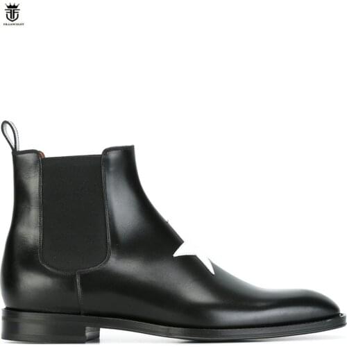 FR.LANCELOT 2020 new arrival star boots men real leather boots ankle shoes high top slip on men party boots point toe botas