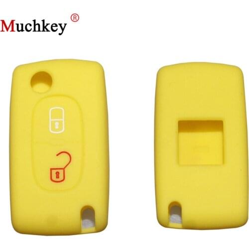 For Peugeot Soft Fip Folding Remote Key Case Keying Cover Jacket Silicone Shock-absorption Protective Case 1PC 2 Buttons