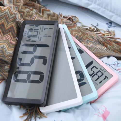 TXL Square Wall Clock Series, 13.8" Large Digital Jumbo Alarm Clock, LCD Display, multi-functional huge office decor desk