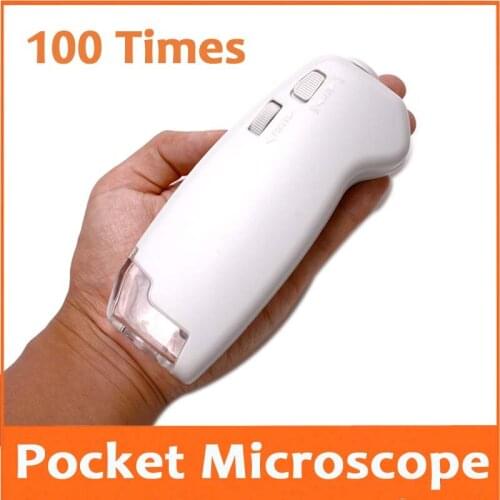 New 100 Times Magnification LED Illuminated Adjustable Zoom Pocket Microscope Magnifier Loupe with Reading Scale 1DIV/0.02MM