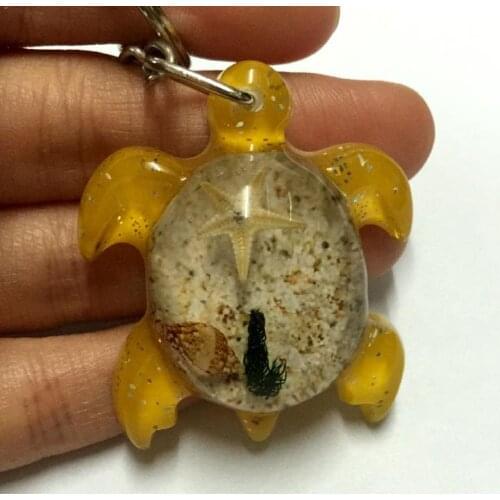 Free Shipping 20 PCS High Quality charming key ring jewelry tortoise design yellow color keychain specimen