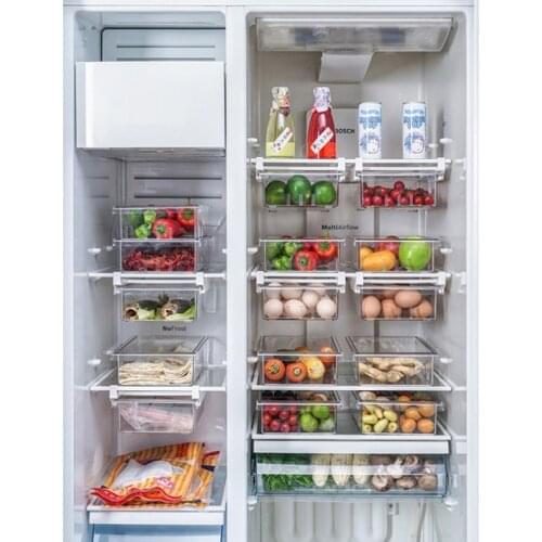 Refrigerator Draw 1/4/8 Compartment Refrigerator Drawer Organizer Transparent Fridge Storage Bin Containers For Pantry Freezer