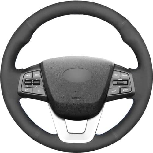 Hand-stitched Black Suede Soft No-slip Car Steering Wheel Cover for Hyundai ix25 2014 2015 2016 Creta 2016 2017