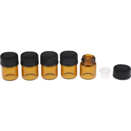 100pcs 1ml/2ml/3ml Empty Dram Amber Glass Essential Oil Bottle Thin Glass Small Amber Perfume Oil Vials Sample Test Bottle