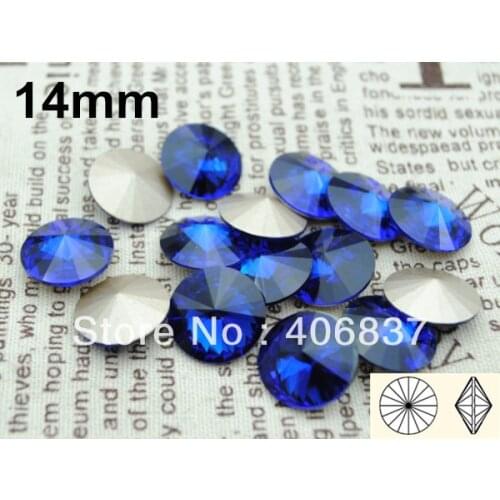 100pcs/Lot, 14mm Cobalt Crystal Rivoli, Free Shipping! Chinese Top Quality Crystal Rivoli