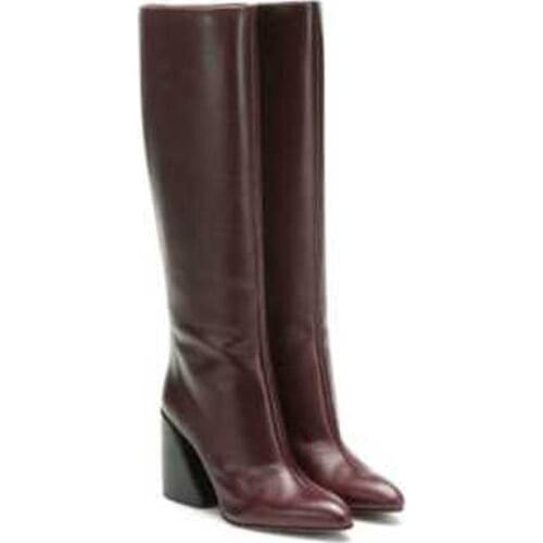 Сапоги женские thigh high Chunky high Heels Long botines pointed toe Zipper Knee-High fashion Motorcycle Ladies boots woman